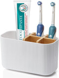 White Toothbrush Holder, 5 Slots Bathroom Storage Organizer