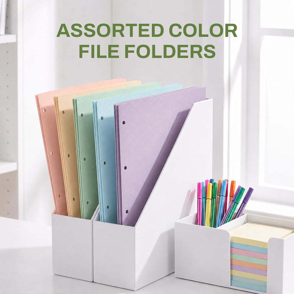 SUNEE Folders with Pockets 3 Hole Punched(50 Pack, Pastel Colors), 2 Pocket Folders Fit Letter Size Paper, Paper File Folder for School Office Home Business