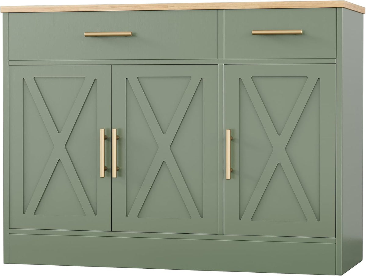 Shintenchi 42" Buffet Cabinet with Storage, Kitchen Barn Door Cabinet