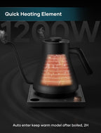 INTASTING Gooseneck Electric Kettle, ±1℉ Temperature Control, 0.9L, Black