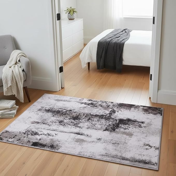 Toneed Abstract Area Rug Modern Washable Rug Soft Non Slip Rug Low Pile - Image 2