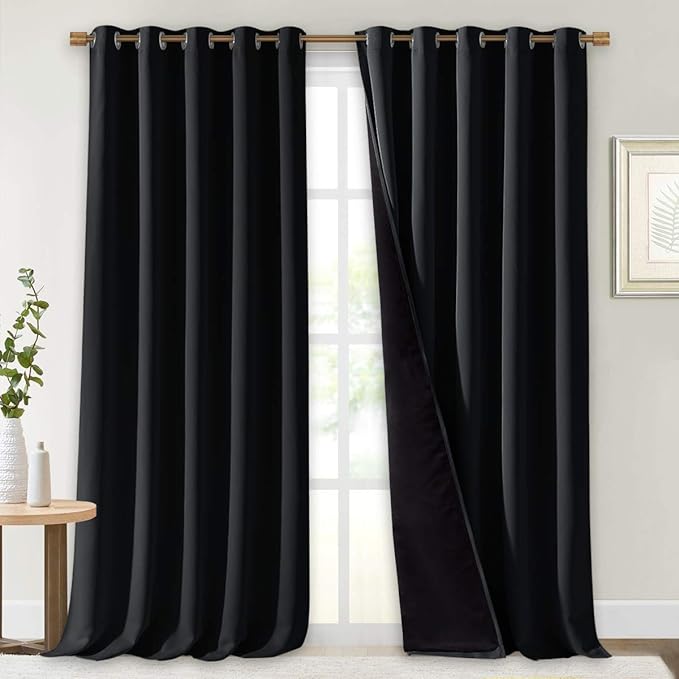 NICETOWN Cold Blocking 100% Blackout Curtains, Durable Black Lined Blackout by NICETOWN