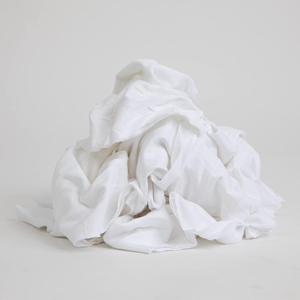 Arkwright Premium T-Shirt Rags Bulk, 10 lb Bag, Cotton Cleaning Towels, Low Lint Knit Wiping Cloths for Paint, Stain, Grease, Shop and Auto Use, Quick Dry Machine Washable, White