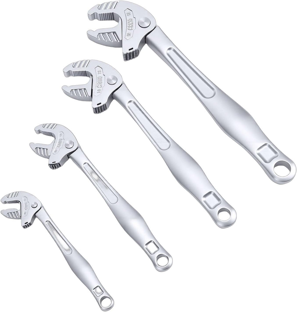 Self Adjusting Wrench, Self Locking Adjustable Wrench Set with Crab Shaped Ratchet Mechanism for Pipe Maintenance Vehicle Repair Home Workshop