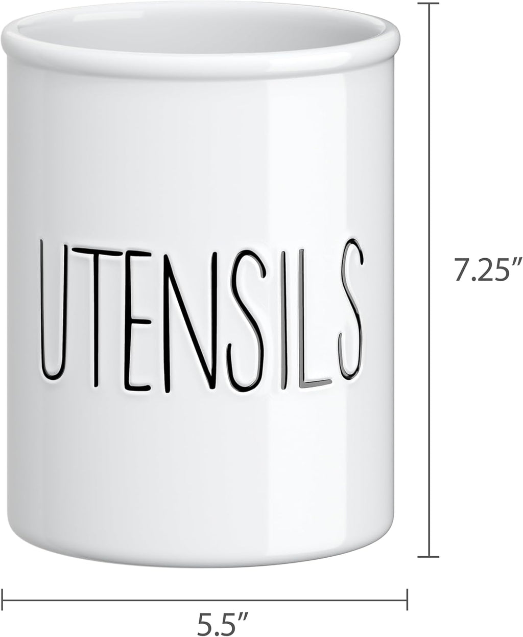 Barnyard Designs Ceramic Farmhouse Kitchen Utensil Holder 7" (White)