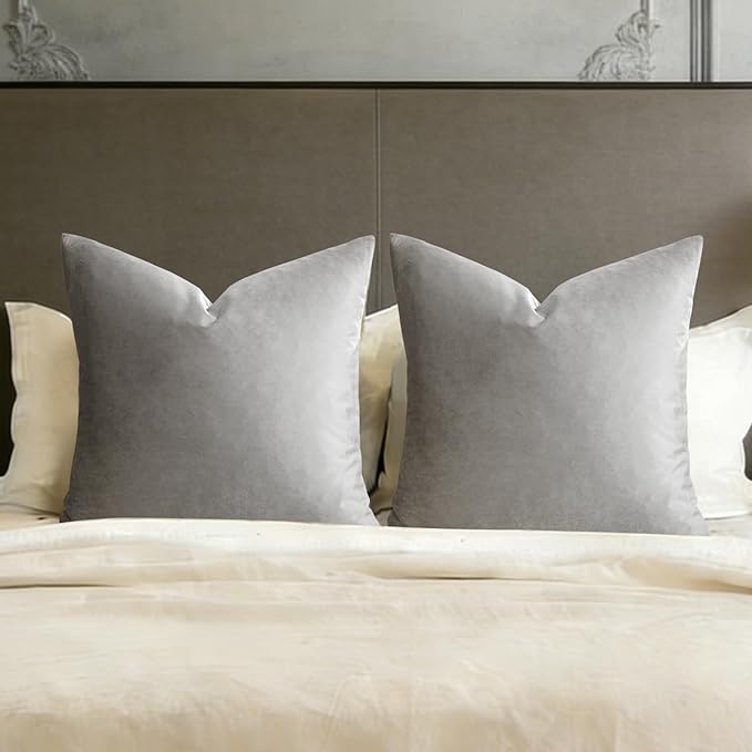 GIGIZAZA Big Velvet Pillow Covers 26x26 Silver Grey Pack of 2 Square Modern by GIGIZAZAFocusingonhomedecoration