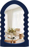 Small Wavy Wall Mirror Living Room Decor,Irregular Mirrors,Dark Blue