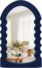 Small Wavy Wall Mirror Living Room Decor,Irregular Mirrors,Dark Blue