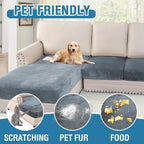 H.VERSAILTEX Velvet Stretch Sectional Couch Covers 3 Pieces Sofa Seat Cushion - Image 3