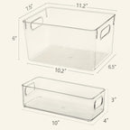 Qilinba Clear Storage Bins 8 Pack for Pantry Organizers, 4 Large Plastic Pantry Organizer Bins and 4 Small Stackable Storage Containers for Kitchen Cabinet, Home Edit, Freezer Fridge Organizer