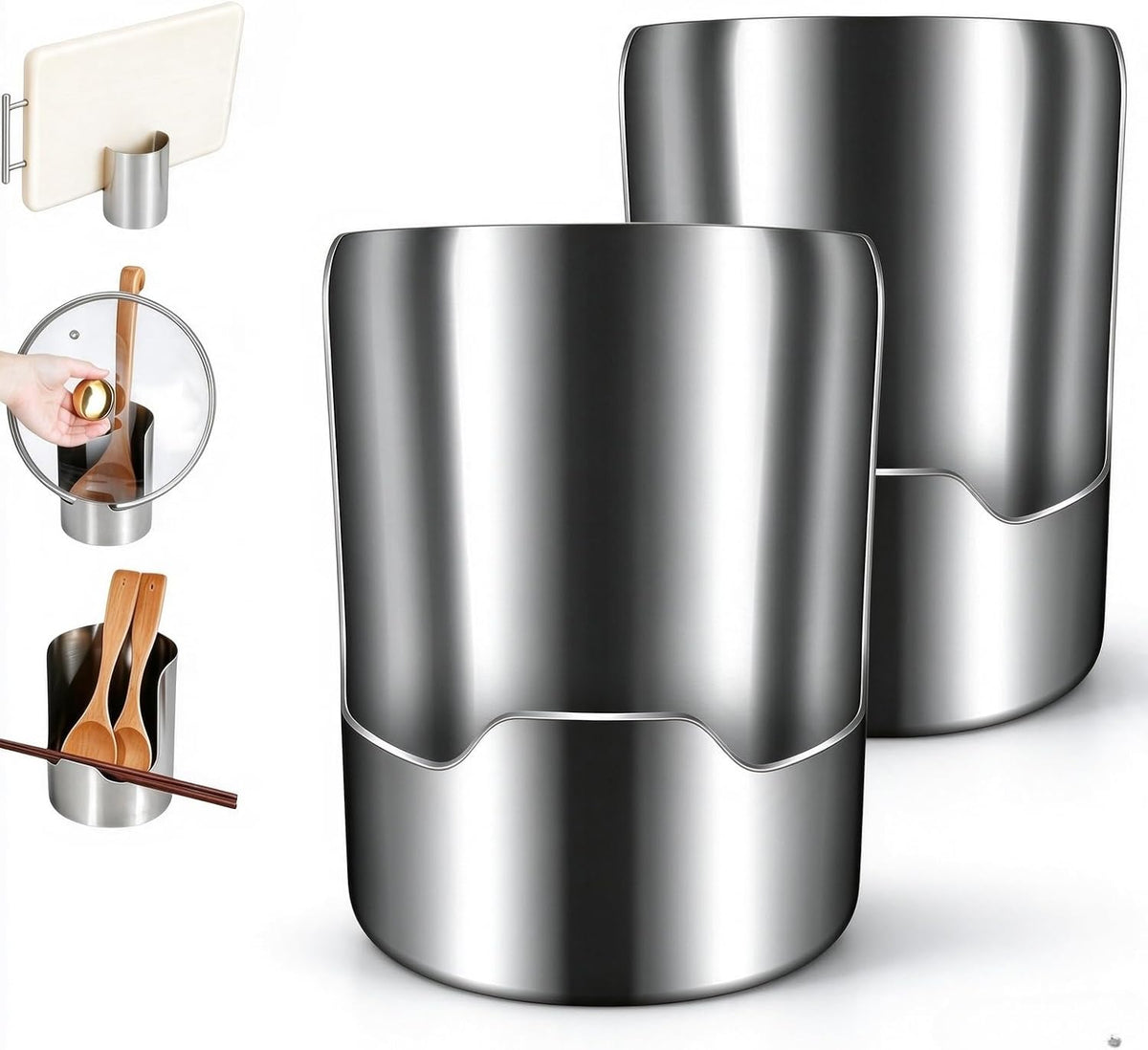 2 In1 Multi-Functional Kitchen Utensil Holder, Small Pot Lid & Spoon Rack