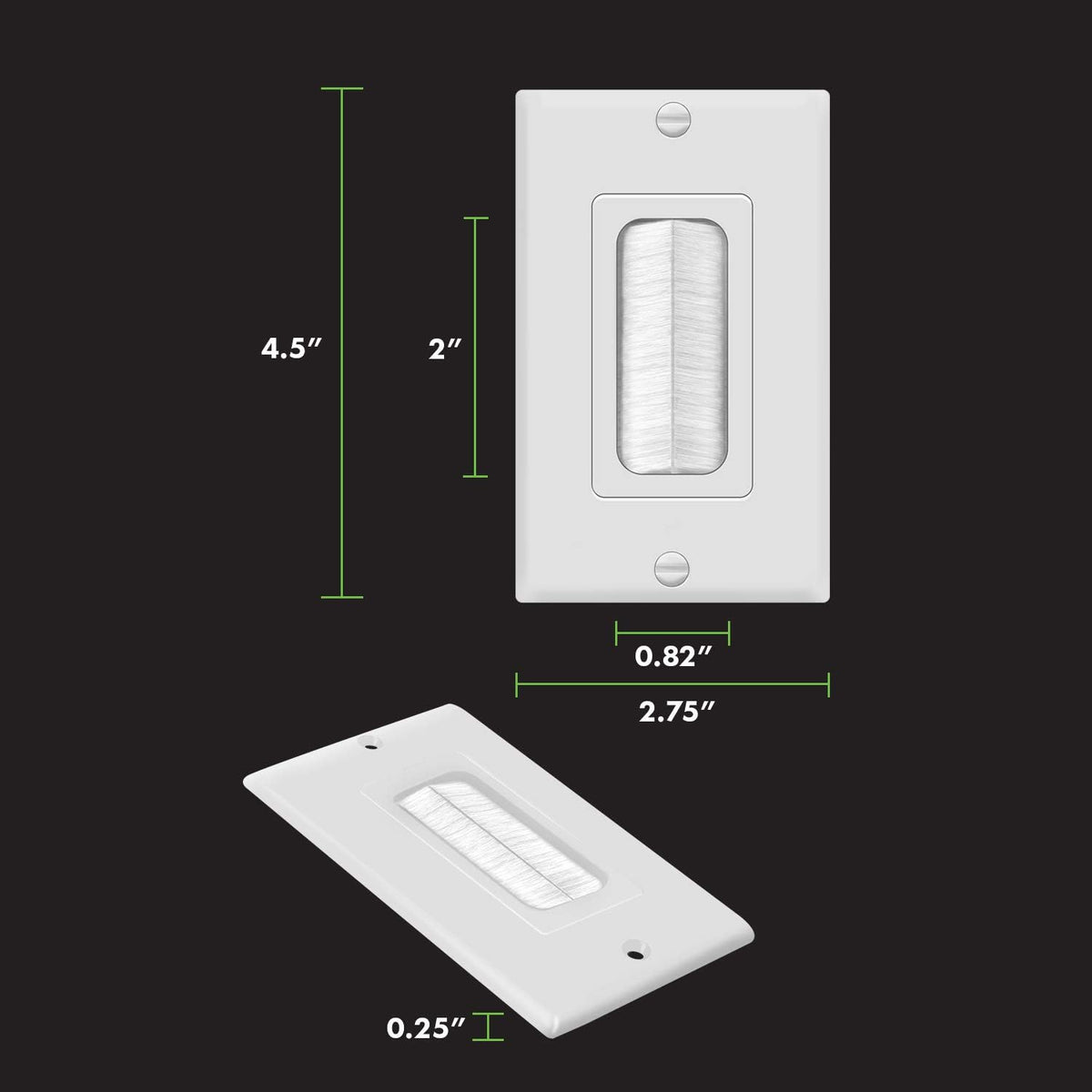 TOPGREENER 1-Gang Bristled Brush Pass-Through Wall Plate, 6-Pack
