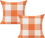 VAKADO Brown Beige Buffalo Plaids Decorative Throw Pillow Covers Farmhouse Retro Checked Square Cushion Cases Classic Coffee Check Home Decor Outdoor for Couch Sofa Patio 16x16 Set of 2