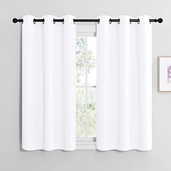 NICETOWN White Window Curtain Panels 50 inch Length, 50% Light Blocking Curtains by NICETOWN