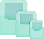 Okuna Outpost Locker Accessories Magnetic File & Bill Holder - Mint, 3-Pack - Refrigerator Magnet File Organizer & Mail Holder - Locker Storage & Wall Folder - Magnetic Pen & Receipt Pocket