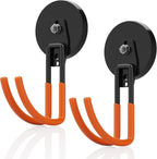 Heavy Duty Magnetic Garage Hooks, 2 Pack Large Strong Magnet Hooks For Garage, Magnetic Tool Holder Utility Hooks With Anti-Slip Coating Magnetic Hooks For Hanging Tools, Drill, Hose, Garden Tools