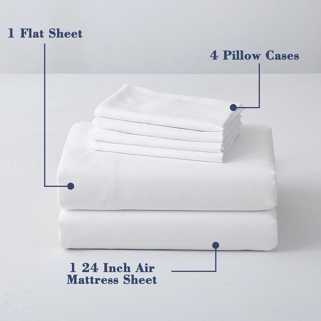Air Mattress Sheet Set with Inflation Opening, Full, White