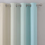 Estelar Textiler Aqua and Beige Blackout Curtains 102 Inch Length 2 Panels Set - Image 4