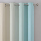 Estelar Textiler Aqua and Beige Ombre Blackout Curtains 45 Inch Length - Image 4