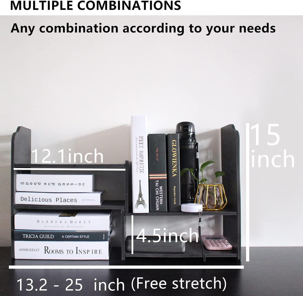 YGYQZ Adjustable Desktop Shelf Organizer, 3-Tier Desk Shelf, Black