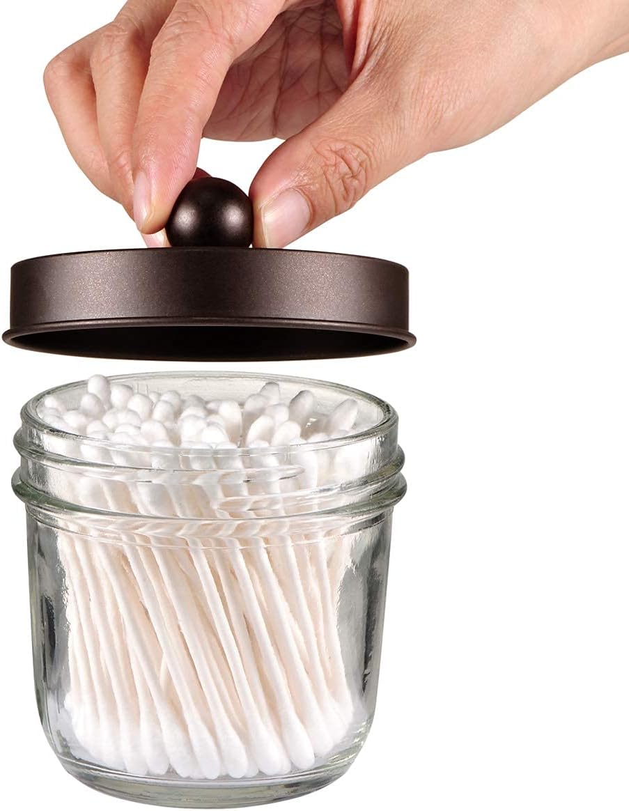 Amolliar Mason Jar Bathroom Accessories Set, 4Pcs Glass Rustic Bathroom Set