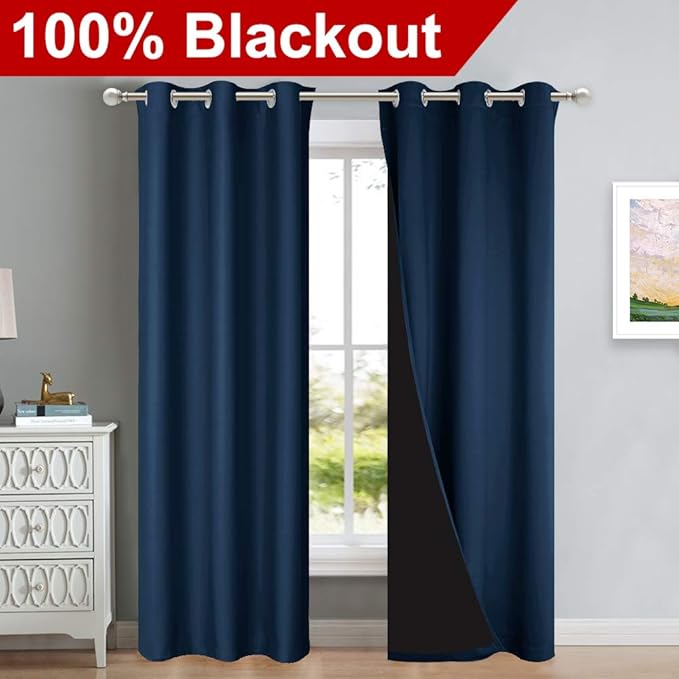NICETOWN Blackout Room Warming Curtains 80 inches Long, Full Light Blocking - Image 2