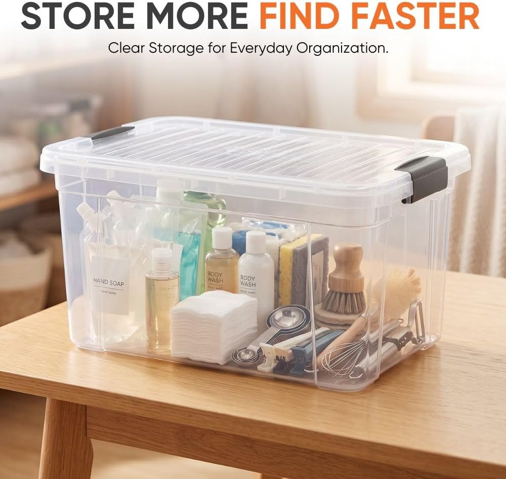Superio 11 Quart Clear Plastic Storage Boxes with Lids, Stackable Organizer Containers, BPA-Free Storage Bins for Home, Office, School & Dorm, 1 Pack