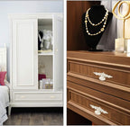 JUXYES Vintage Floral Rose Handle Pulls Knobs for Cabinets and Drawers