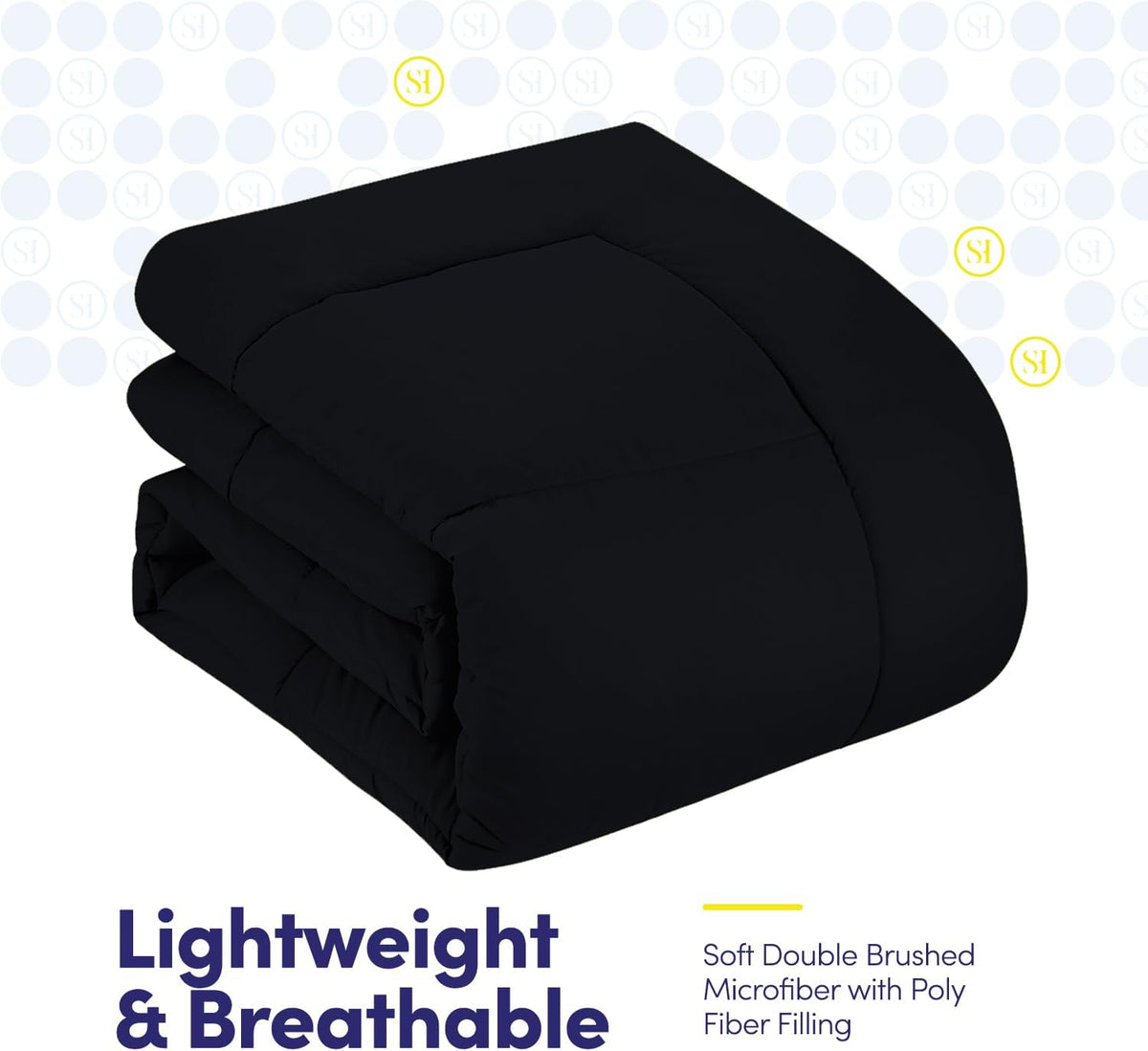 Sweet Home Collection 5 Piece Comforter Set Bag Solid Color All Season Soft Down Alternative Blanket & Luxurious Microfiber Bed Sheets, Black, Twin