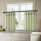 MIULEE Sage Green Kitchen Curtains 30 Inch Length 2 Panels, Soft Thick Linen - Image 3