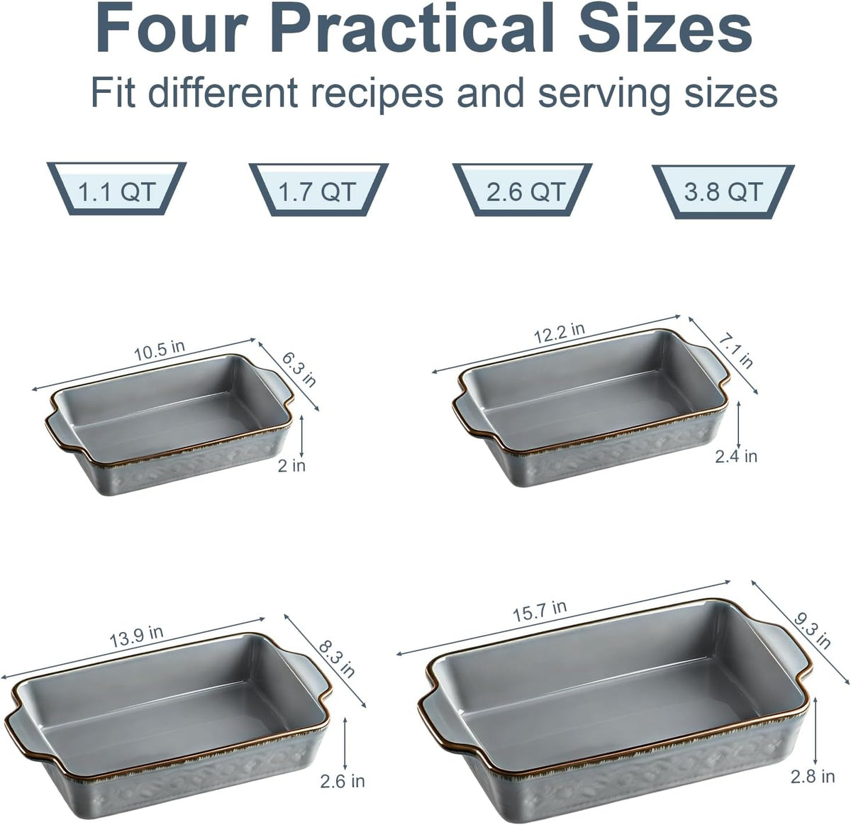ONEMORE Casserole Dishes, Ceramic Baking Dishes, Lasagna Pans for Baking