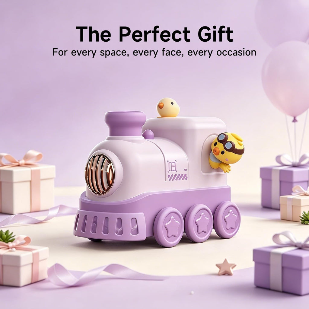 JOSTART Cute Train Humidifier, 300ml Portable USB Desktop, (Soft Purple)