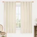 LAMIT 54 Inch Short Window Linen Curtains, Light Beige Soft Thick Light by LAMIT