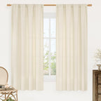 LAMIT 54 Inch Short Window Linen Curtains, Light Beige Soft Thick Light by LAMIT