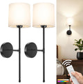 GBEAST Wall Sconces Set of 2, Black Rechargeable Wall Sconce with Magnetic Bulb and Remote, Dimmable Wall Lights with RGB & Timer, Fabric LED Lamps for Bedroom Living Room Fireplace Hallway Decor