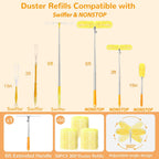 6 ft Long Handle Extendable Duster with 50 Refills for Swiffer Duster, Heavy Duty 360° Microfiber Dusting Kit for High Ceilings, Ceiling Fans, Tall Windows, and Hard-to-Reach Areas