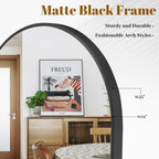 VooBang Arched Wall Mirror, 24 x 36 inch Arch Bathroom Mirror Black