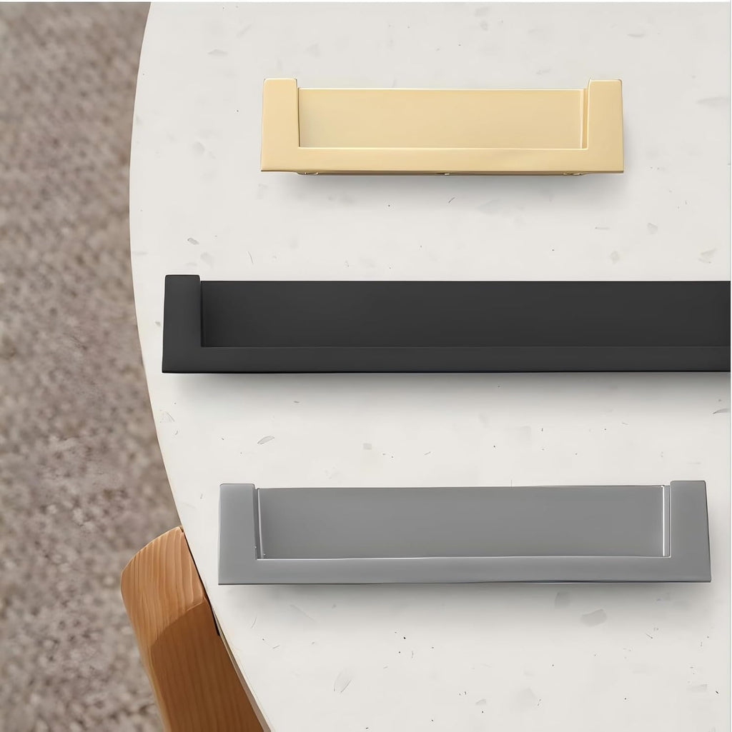 Recessed Handles, Inset Hidden Pull, Flush Handles (2, Silver, 4.35in)
