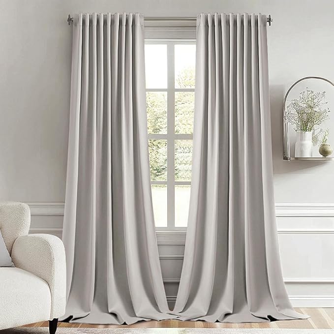 MIULEE Stone Back Tab Blackout Curtains 120 Inch Long 2 Panels Set by MIULEE