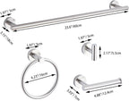 Brushed Nickel Bathroom Hardware Set 5 Piece with Towel Racks for Bathroom, SUS304 Stainless Steel Bath Towel Bar Set, 24 Inch Wall Mounted Accessories Kit…