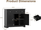 ChooChoo 35.4" Coffee Bar Cabinet with 3 Drawers and 2 Doors, Black