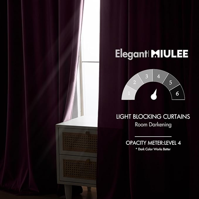 MIULEE Dark Purple Velvet Curtains 108 inches - Image 5