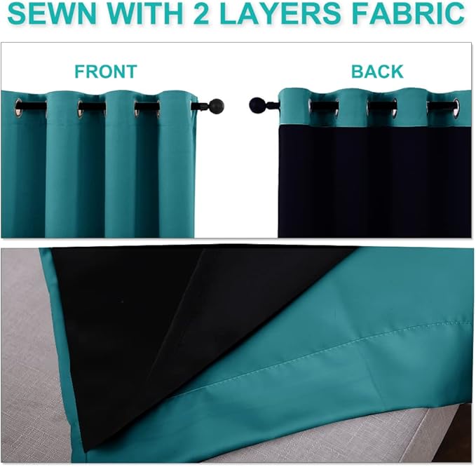 NICETOWN 100% Blackout Curtains 57 inches Long, Double-Deck Completely Blackout - Image 5