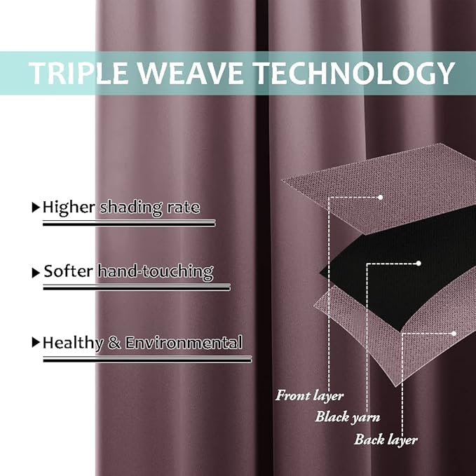 NICETOWN Full Shading Curtains for Windows, Super Heavy-Duty Black Lined - Image 6
