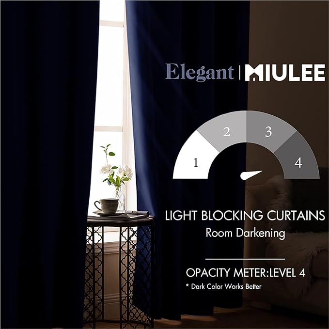 MIULEE Blackout Room Darkening Curtains Thermal Insulated Drapes Solid Window - Image 2