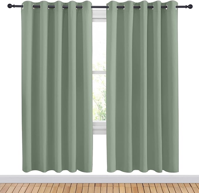 NICETOWN Greyish Green Blackout Draperies Curtains - Image 2