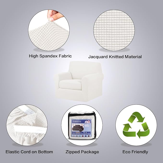 H.VERSAILTEX 2 Piece Couch Cover Stretch Stylish Chair Cover Furniture - Image 4