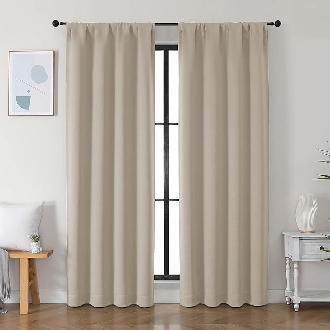 Simplebrand Ava Biscotti Beige Blackout Curtains by Simplebrand