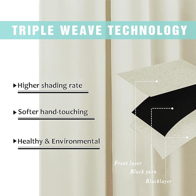 NICETOWN Cold Reducing Curtains, Thermal Insulated 100% Blackout Curtains - Image 6