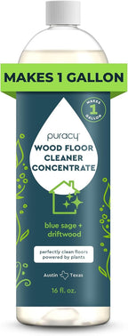 Puracy Wood Floor Cleaner Concentrate - pH Neutral Plant-Powered Hardwood All Purpose Cleaner - Residue-Free Non-Sticky Cleaning Solution As Seen on TikTok (Blue Sage & Driftwood, 16 fl oz)